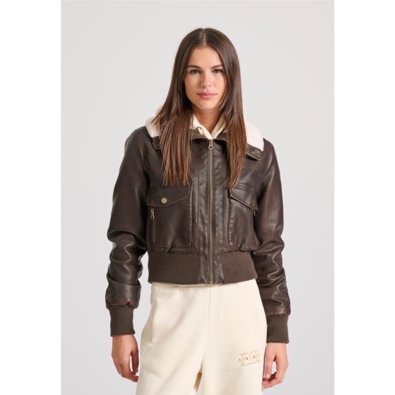 Γυναικείο biker jacket από οικολογικό δέρμα (PU)