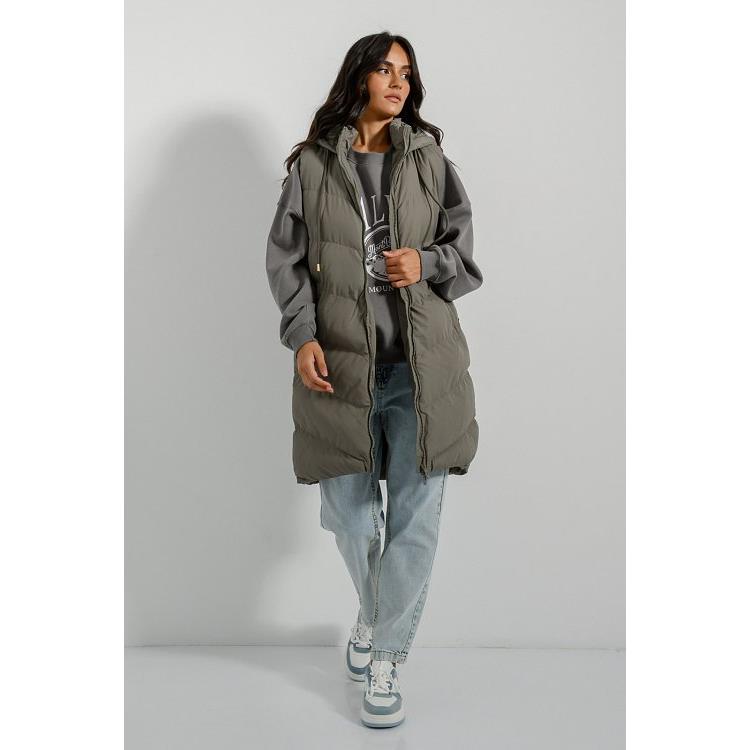 Oversized καπιτονέ γιλέκο (KHAKI)