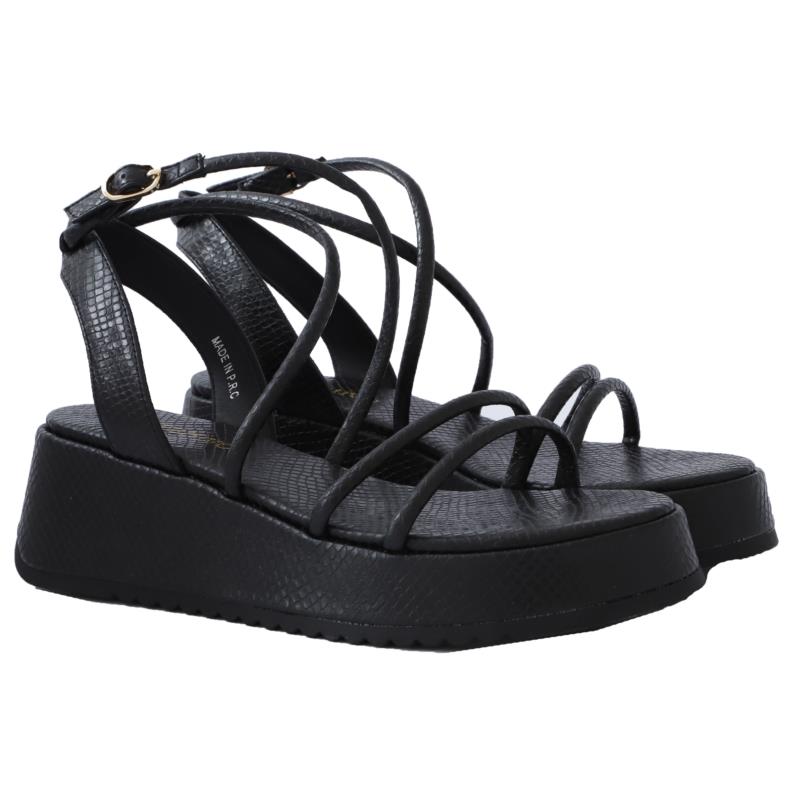Πέδιλα Attrattivo Με Λουράκια Snake-Skin 9Y21013-BLACK Γυναικείο