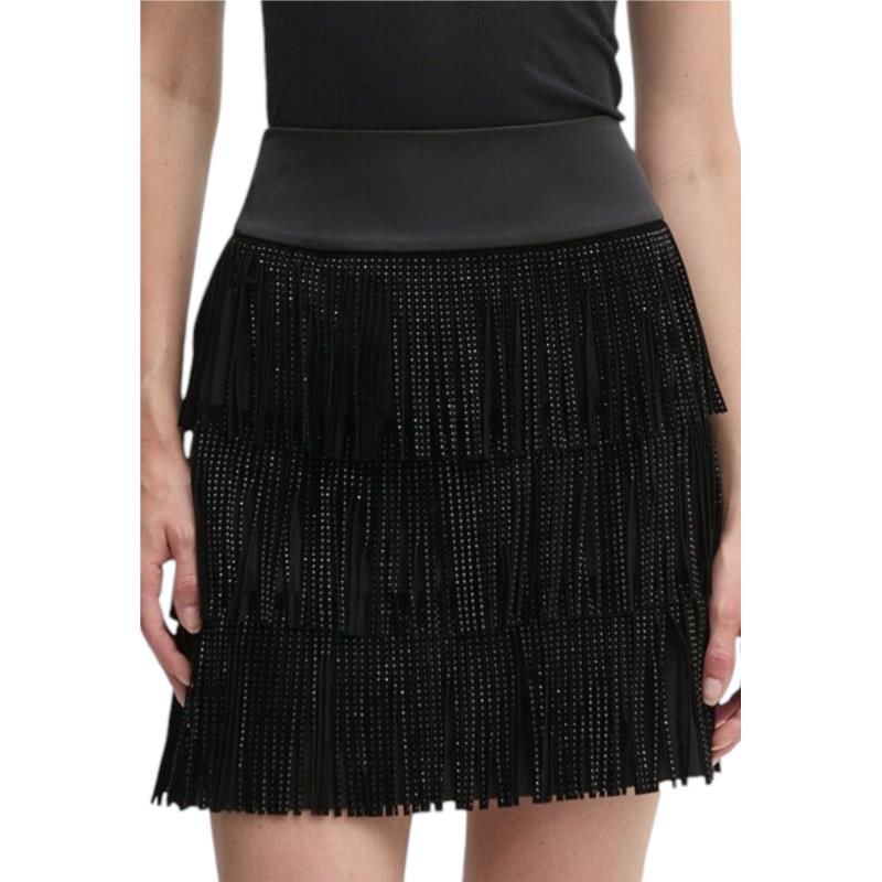 Φούστα DKNY Με Κρόσια Με Στρας P43N6ODY-BLK-BLACK Γυναικείο