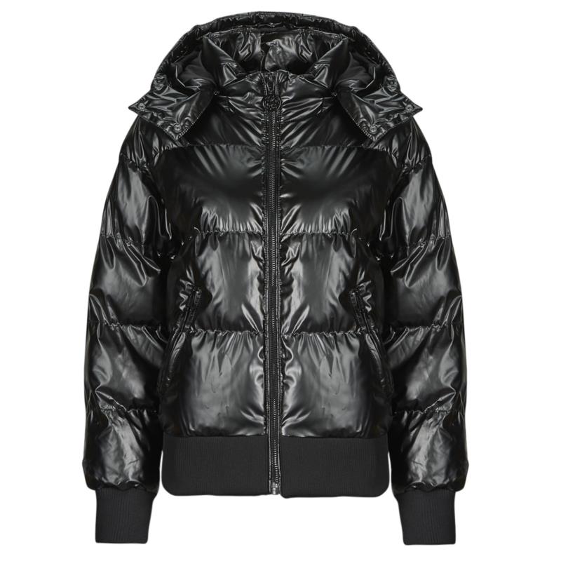 Χοντρό μπουφάν Guess BICE METALLIC HOODIE PUFFER