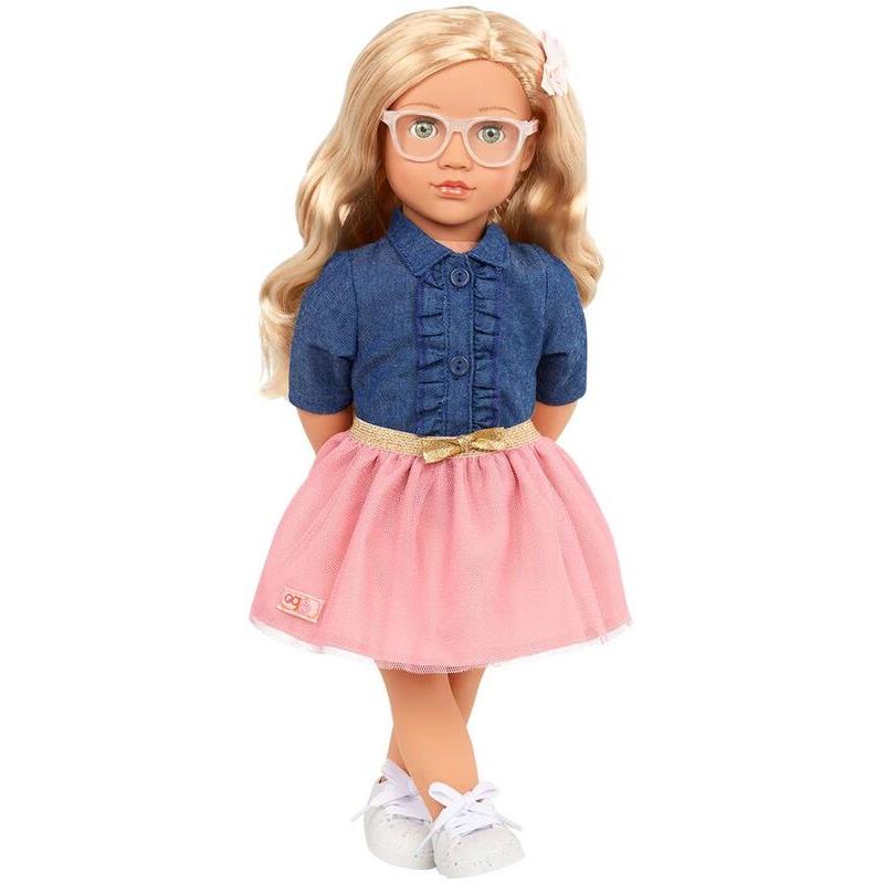 Our Generation Κούκλα Emily With Frilly Denim Shirt & Pink Skirt (BD31475Z)