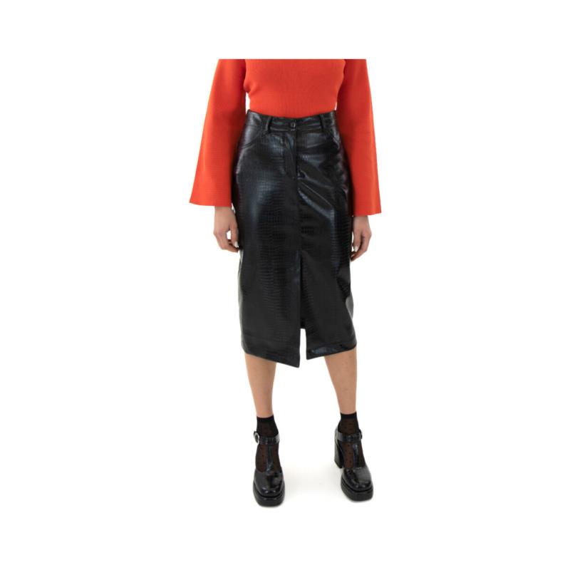 Κοντές Φούστες Twenty-29 FAUX CROCO LEATHER MIDI SKIRT WOMEN