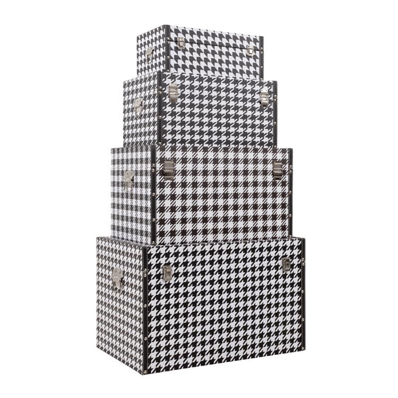 Liberta FERRE Σετ των 4 Μπαούλο Μαύρο/Λευκό 64x40x40cm 04-0591