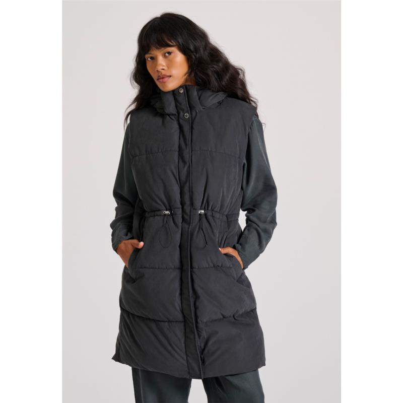 Loose fit αμάνικο puffer μακρύ μπουφάν