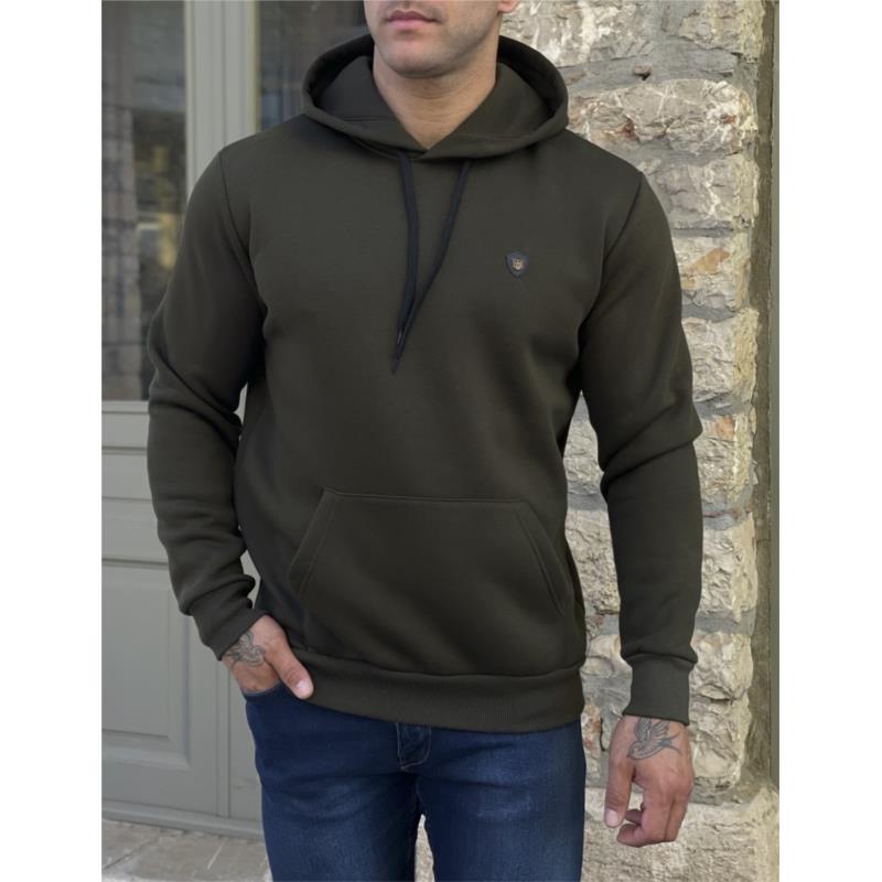 Everbest Ανδρικό Plus Size χακί φούτερ με κουκούλα 251003X