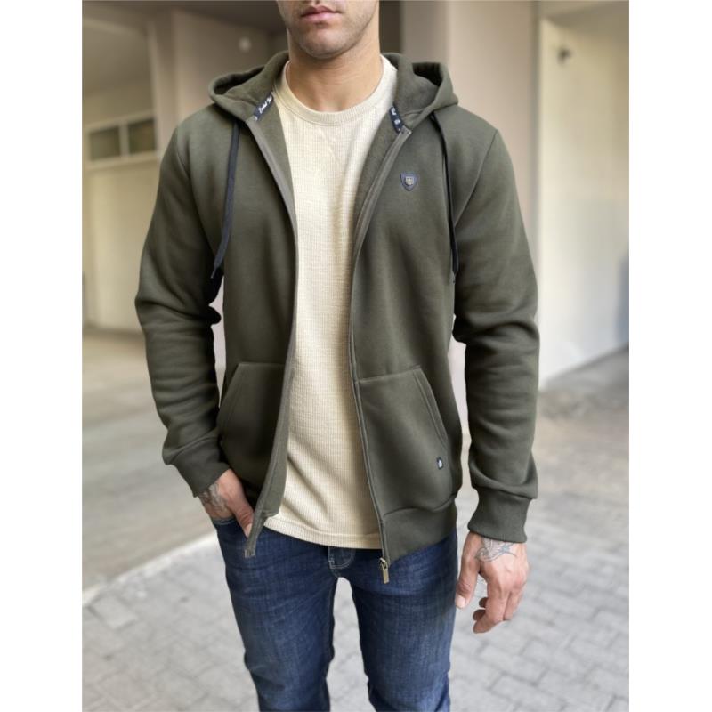 Everbest ανδρική Plus Size χακί ζακέτα φούτερ 251010X