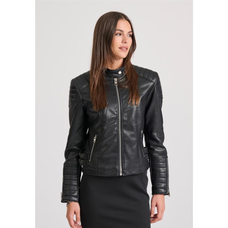 Γυναικείο biker jacket από οικολογικό δέρμα (PU)