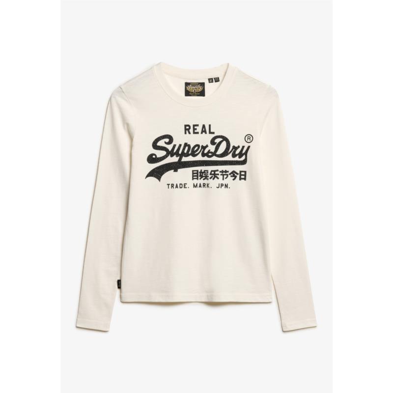Superdry - OVIN EMBELLISHED VL GRAPHIC L/S TOP ΜΠΛΟΥΖΑ ΓΥΝ - CREAM SLUB
