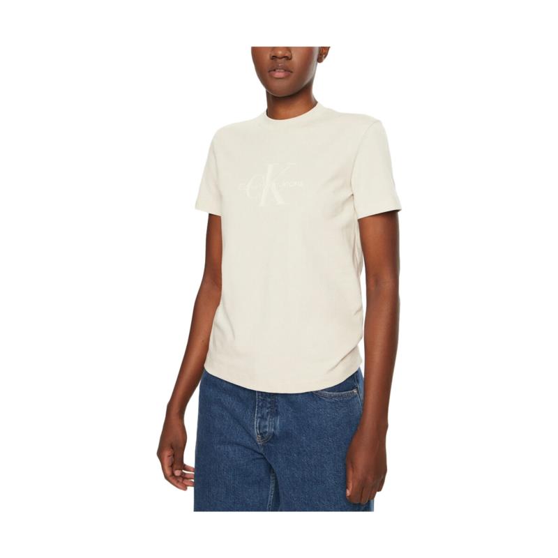 T-shirt με κοντά μανίκια Calvin Klein Jeans GLOSSY MONOLOGO REGULAR FIT T-SHIRT WOMEN