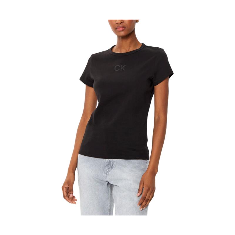 T-shirt με κοντά μανίκια Calvin Klein Jeans SATIN LOGO SLIM FIT T-SHIRT WOMEN