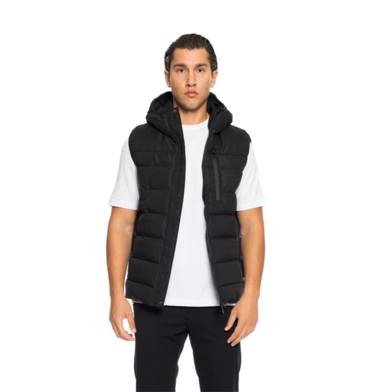 Βiston fashion ανδρικό αμάνικο μπουφάν με ενσωματωμένη κουκούλα ΜΑΥΡΟ 52-202-004-010-M