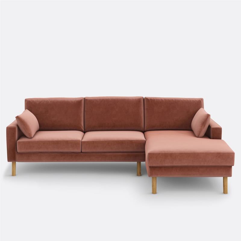 Γωνιακός καναπές από βελούδο Μ165xΠ265xΥ86cm