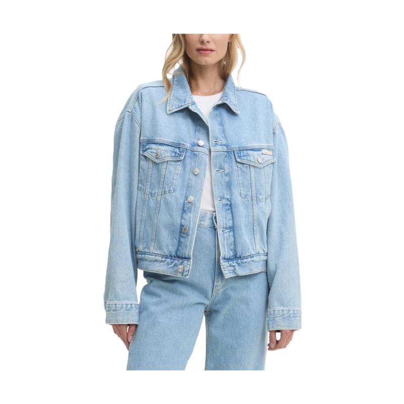 Χοντρό μπουφάν Calvin Klein Jeans DENIM BOXY FIT JACKET WOMEN