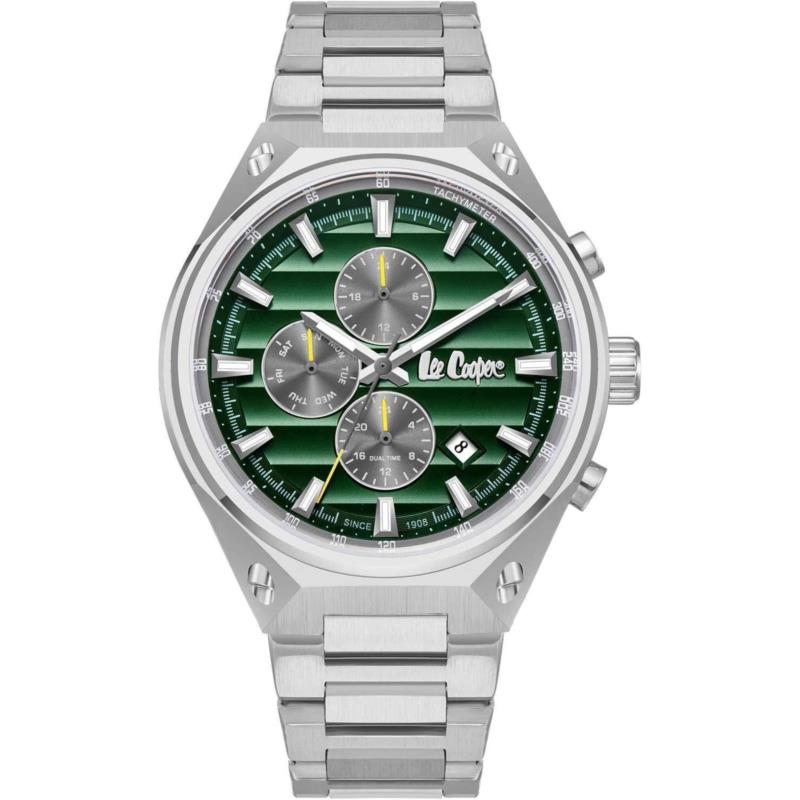 LEE COOPER Dual Time Men's - LC08026.370, Silver case with Metal Bracelet