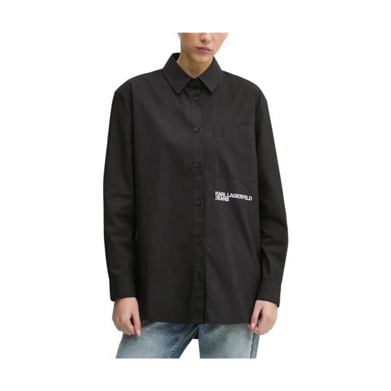 Πουκάμισα Karl Lagerfeld POCKET DETAIL LONGSLEEVE RELAXED FIT SHIRT WOMEN