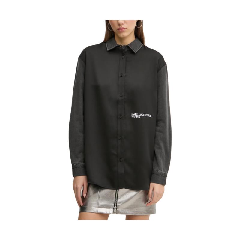 Πουκάμισα Karl Lagerfeld SATIN LONGSLEEVE OVERIZE FIT SHIRT WOMEN