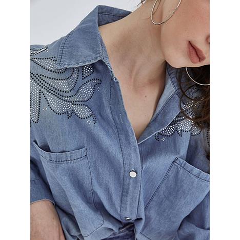 Πουκάμισο denim με strass SN9844.3673+1