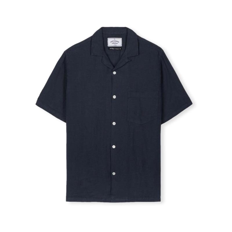 Πουκάμισο με μακριά μανίκια Portuguese Flannel Linen Camp Collar Shirt - Navy