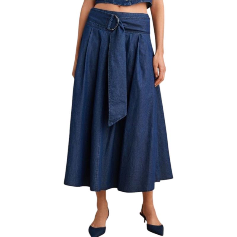 Φούστα Attrattivo Με Πιέτες Denim Όψη 91253502-BLUE Γυναικείο