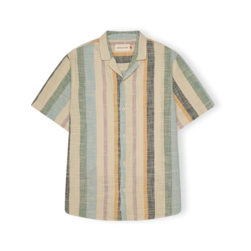 Πουκάμισο με μακριά μανίκια Rvlt Revolution Cuban Shirt S/S 3918 - Dustgreen