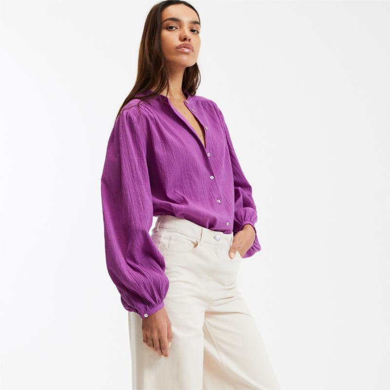 Πουκάμισο oversize με μάο γιακά