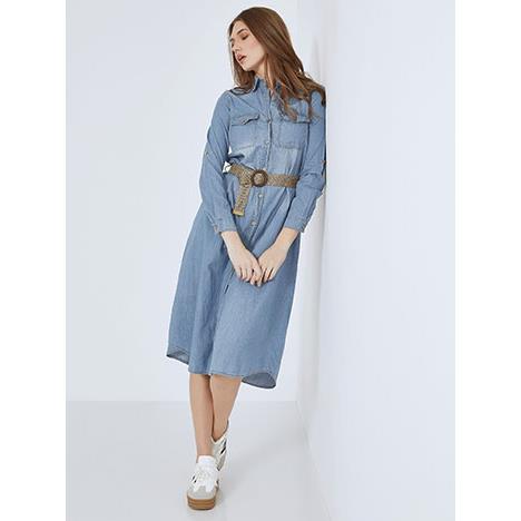 Φόρεμα μίντι denim με ζώνη SN7693.8243+2