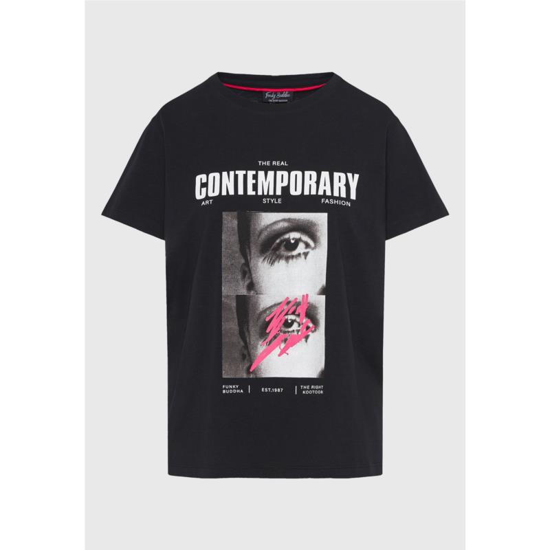 Loose fit t-shirt με illusion photographic τύπωμα