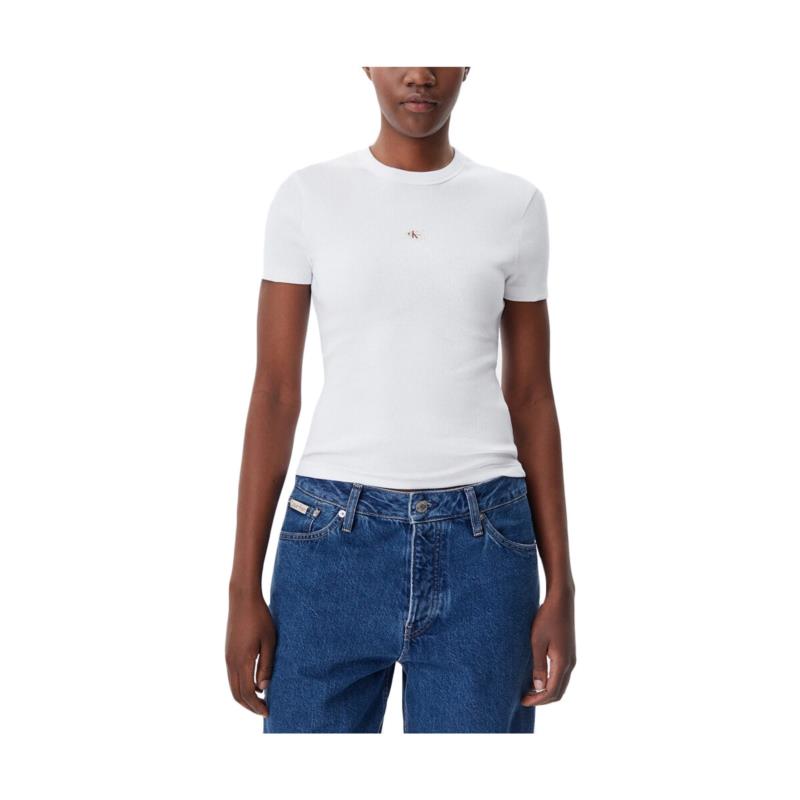 T-shirt με κοντά μανίκια Calvin Klein Jeans RIB WOVEN LABEL T-SHIRT WOMEN