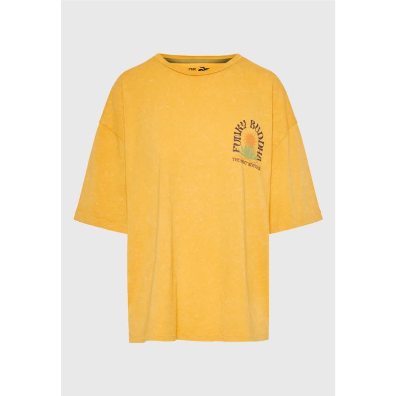 Oversized garment dyed t-shirt με τύπωμα στην πλάτη