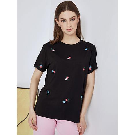 T-shirt με κέντημα λουλούδια SN7590.4218+2