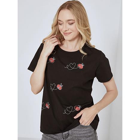 T-shirt με strass πασχαλίτσες SN7616.4867+3