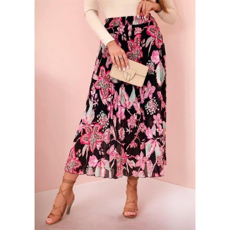 retro chic πλισέ floral φούστα Marion μαύρο