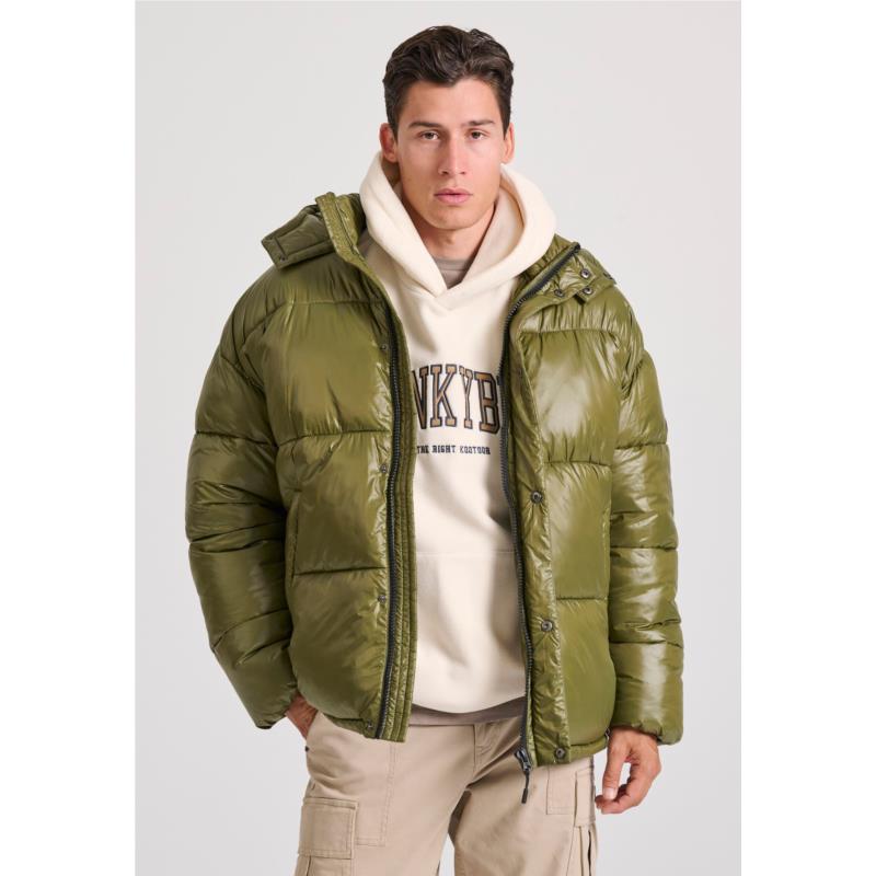 Oversized puffer μπουφάν με αποσπώμενη κουκούλα