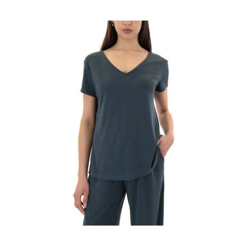 T-shirt με κοντά μανίκια Zoya RIB V NECK COMFORT FIT T-SHIRT WOMEN