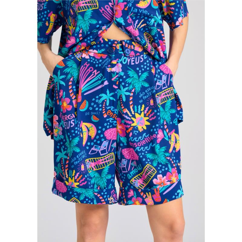 Γυναικεία βερμούδα με all over tropical τύπωμα