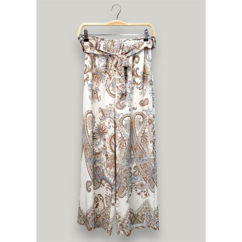 boho παντελόνα viscose Paisley σιέλ