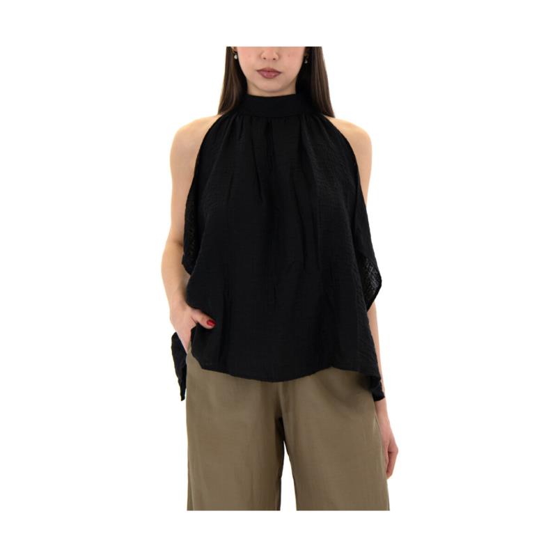 Αμάνικα/T-shirts χωρίς μανίκια Black N Black WAFER OVERSIZE FIT HALTER TOP WOMEN BLACK BLACK
