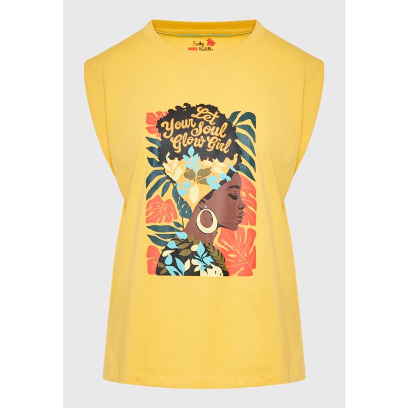 Organic cotton t-shirt με τύπωμα σε boho look