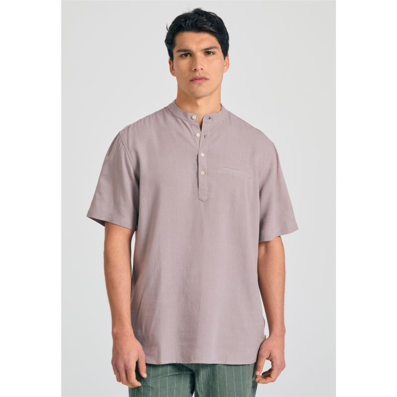 Relaxed fit linen blend πουκαμίσα
