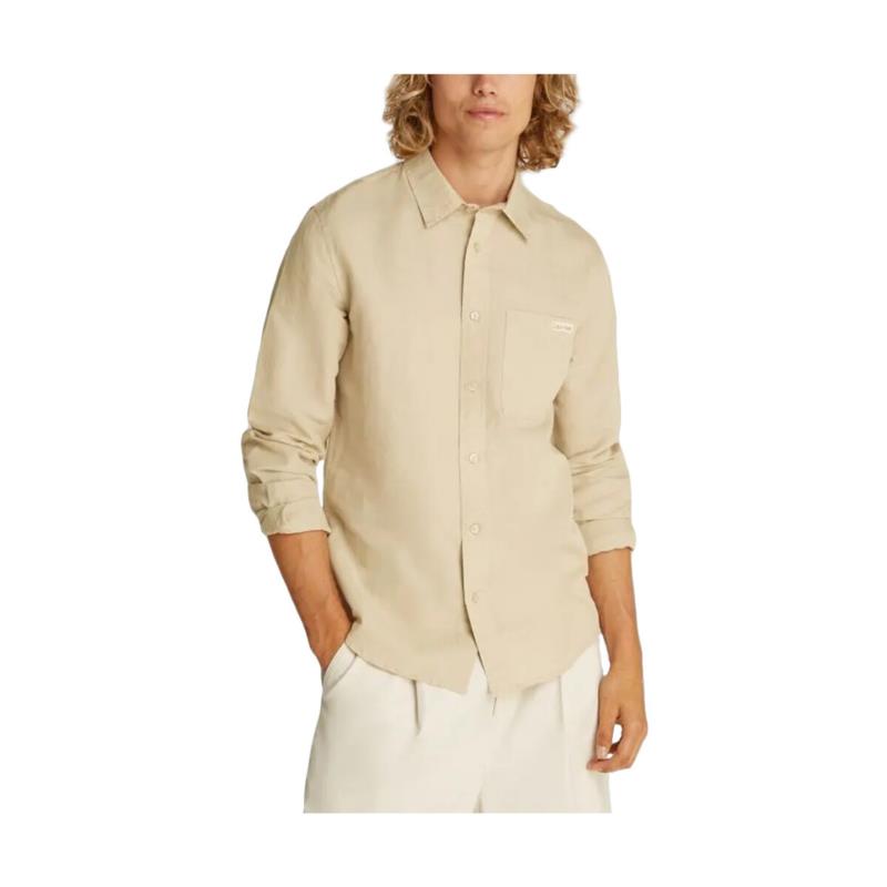 Πουκάμισο με μακριά μανίκια Calvin Klein Jeans LINEN COTTON LONGSLEEVE SHIRT MEN