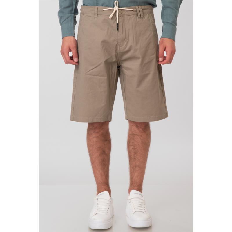 Rebase - CHINOS SHORTS WITH PATTERNED PRINT - FOG