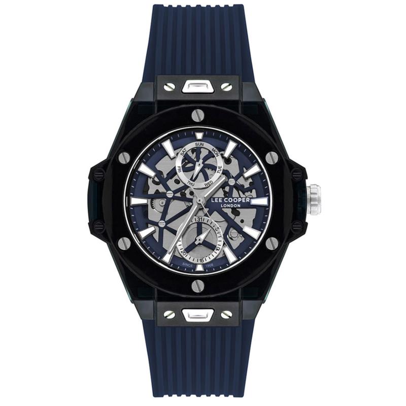 LEE COOPER Multifunction Men's - LC07975.399, Black case with Blue Rubber Strap