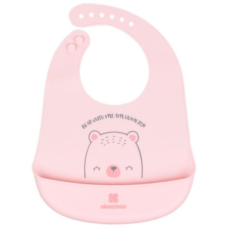 Kikkaboo Σαλιάρα Σιλικόνης Bear With Me Pink (31303030042)