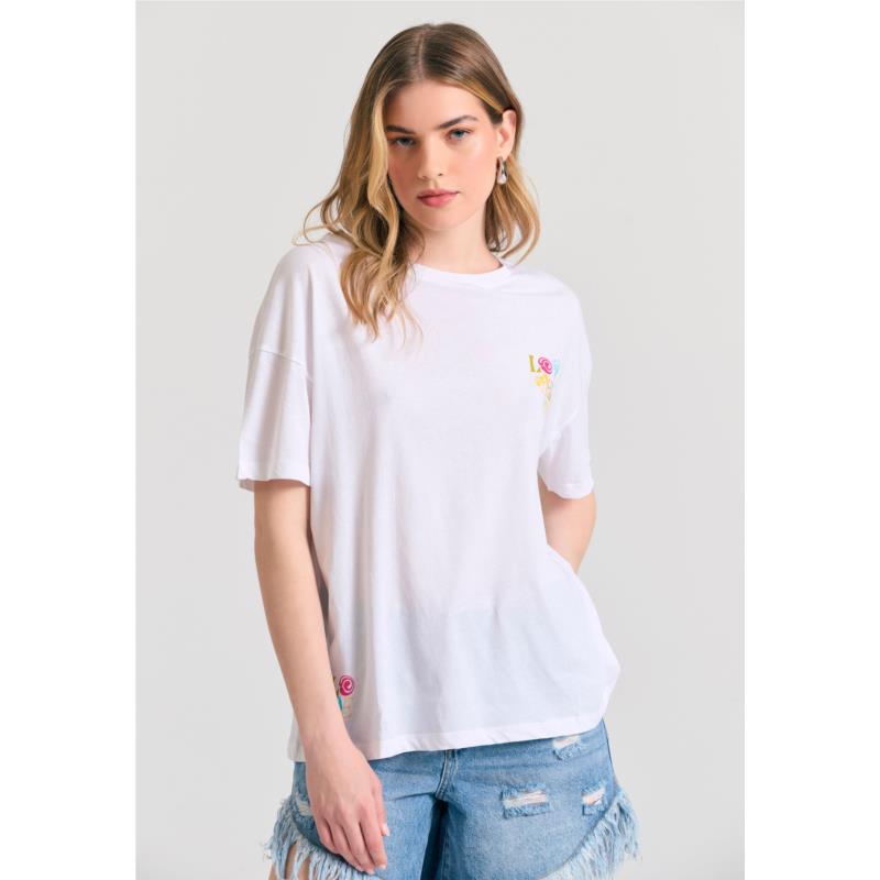 Loose fit t-shirt με text artwork τύπωμα στην πλάτη