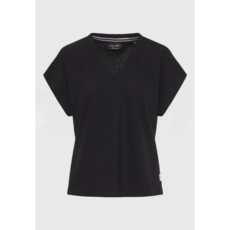 Γυναικείο linen blend μονόχρωμο t-shirt