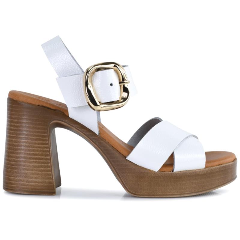 Δερμάτινο λευκό πέδιλο Oh my Sandals 5644