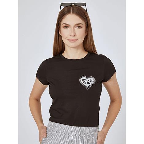 T-shirt με καρδιά glitter και strass SN7958.4069+1