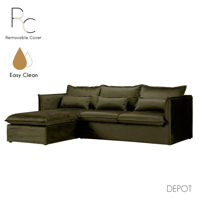 Liberta - Maison ONE ONLY Καναπές Λαδί με Αριστερή Γωνία 258x180x90cm 71-0072