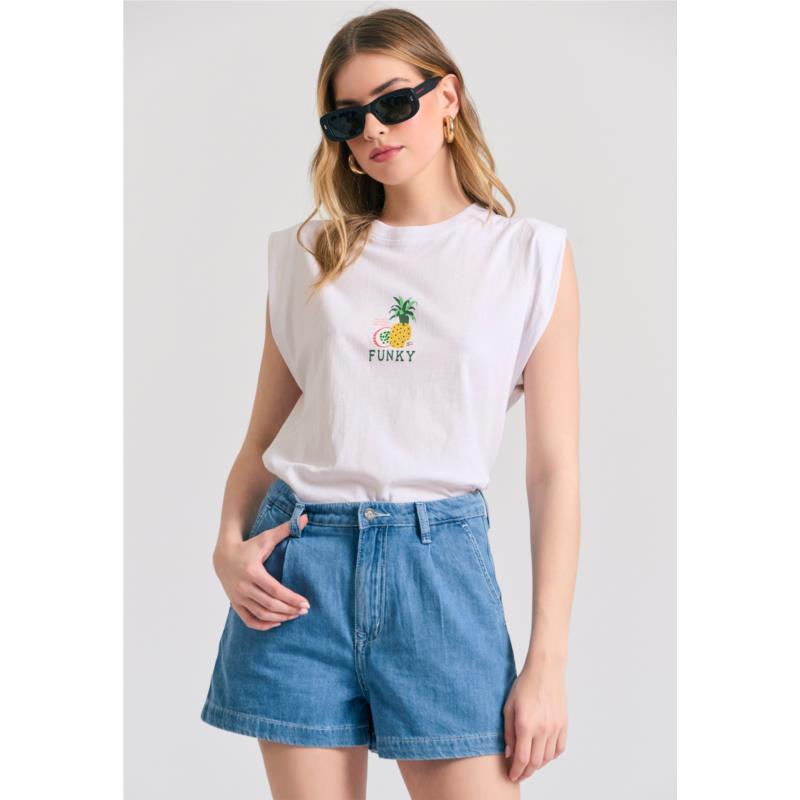 Γυναικείο t-shirt με vintage τύπωμα στην πλάτη